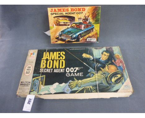 Boxed Airfix James Bond 007 1/24 scale Aston Martin DB5 construction kit (incomplete) plus a boxed MB Games James Bond Secret