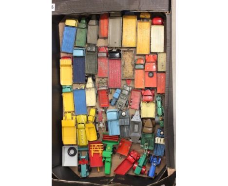 Approximately 42 vintage play worn die cast commercial vehicles including Dinky, Corgi, Matchbox
