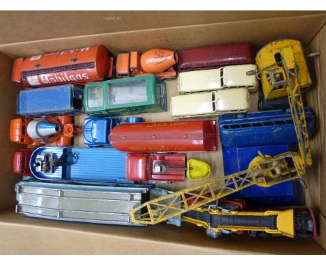 17 Vintage play worn die cast commercial vehicles featuring Dinky, Matchbox, and Lone Star including Dinky Supertoys Foden Mo