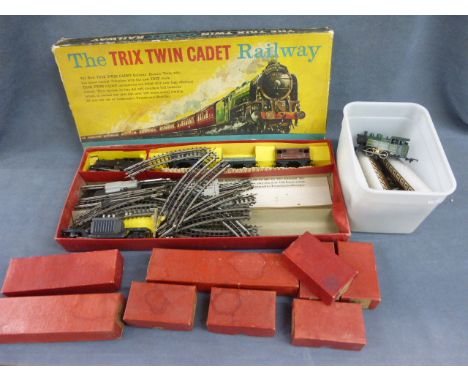 Boxed TTR The Trix Twin Cadet Railway plus nine boxed rolling stock items including 7 wagons, coach and restaurant car plus a