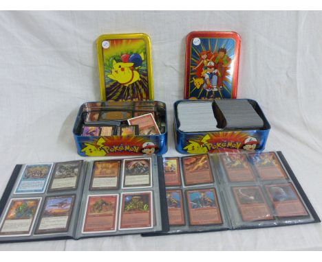 Approximately 1200 Magic: The Gathering collector cards in albums and two tins
