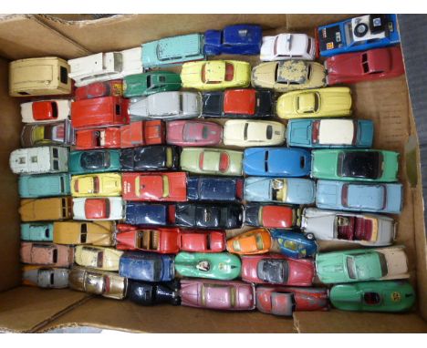 Approximately 58 vintage play worn die cast vehicles mainly Dinky and Corgi including Corgi Chevrolet Fire Chief, Dinky 236 C