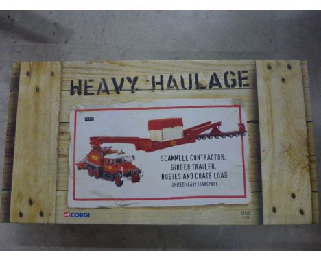 Boxed 1:50 ltd edn Corgi Heavy Haulage CC12307 Scammell Contractor, Girder Trailer, Bogies and Crate Load United Heavy Transp