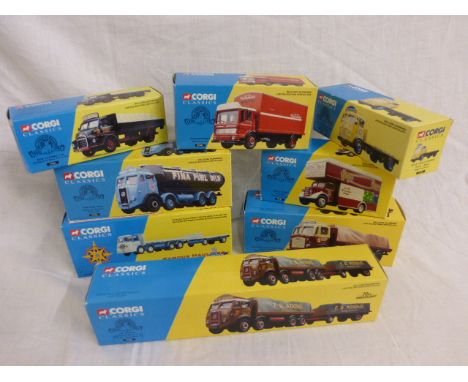 Eight boxed Corgi Classics including 18301, 24501, 12501, 21201, 27201, 19401, 27601 and Famous Hauliers 11301