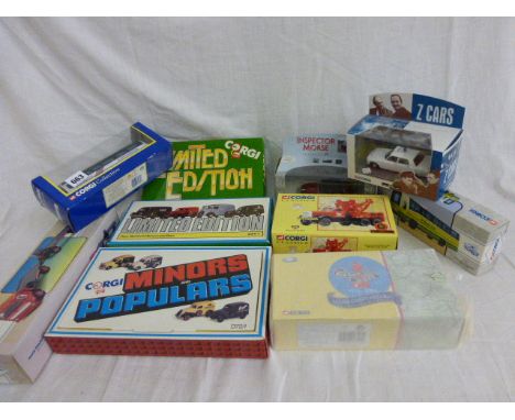 Ten various boxed Corgi vehicles including Road Transport, Bishops Move, Z Cars, Inspector Morse, Minors and Populars etc