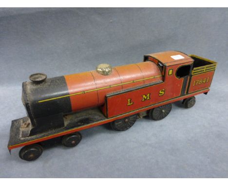 Chad Valley Clockwork tin plate LMS 17841 engine in red livery (no key)
