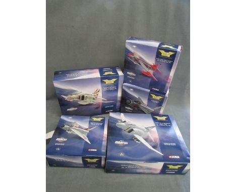 Five boxed Corgi The Aviation Archive 1:72 Jet Fighter Power planes including AA33201, AA33202, AA32702, AA32303 & 49403