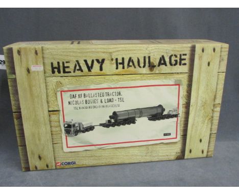 Boxed 1:50 ltd edn Corgi Heavy Haulage DAF XF Ballalsted Tractor, Nicholas Bogies & Load - TSL with certificate