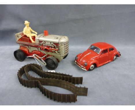 Made in Japan red VW Volkswagen plus a tin plate clockwork Tractor