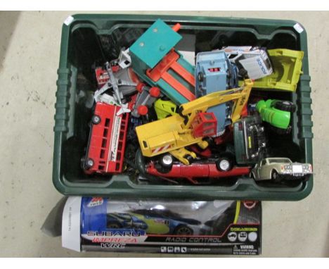 Box of play worn mainly die cast vehicles including matchbox, Corgi etc