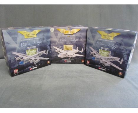 Three boxed 1st Issue Corgi The Aviation Archive Berlin Airlift including Avro York Skyways, Avro Lancastrian Flight Refuelin
