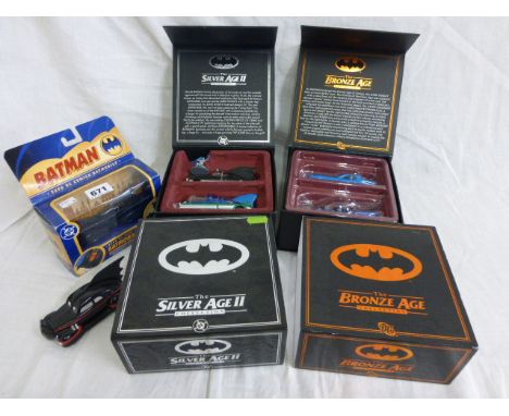 Two boxed Corgi Batman DC Collection including The Silver Age II and Bronze Age plus boxed Corgi Batmobile 2000 DC Comics and