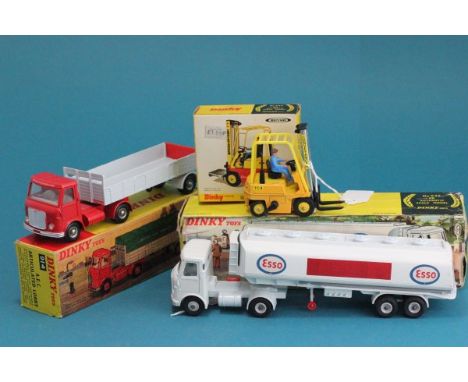 Three boxed Dinky vehicles including 945 AEC Fuel Tanker ESSO vg with some small general wear, box tatty ith end flap missing