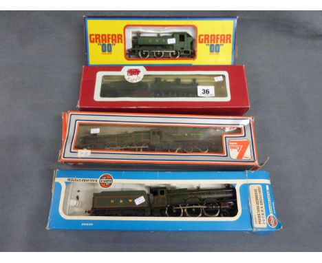 Four boxed OO gauge engines including Grafar GWR 9410, Airfix Prairie Tank Locomotive, Dapol GWR 2516 and Lima 205122WG (no i