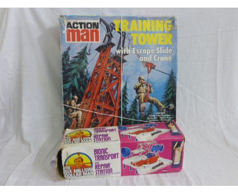 Boxed Palitoy Action Man Training Tower plus a boxed Six Million Dollar Man Bionic Transport Repair Station