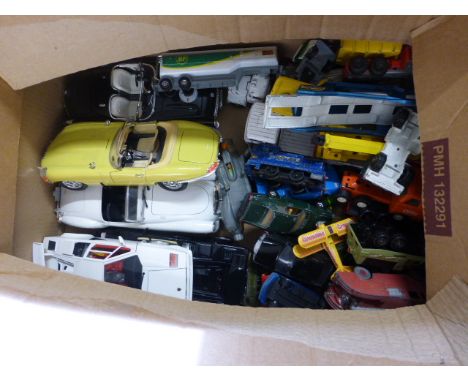A Quantity of Loose Die Cast Vehicles, mostly playworn, including Lledo, Dinky, Burago, Matchbox together with a Dinky Supert