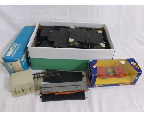 Box of Minic Motor Racing Track, boxed RM930 Car Loading Ramp and Transporter plus a boxed Corgi Ferrari 308 GTS 378