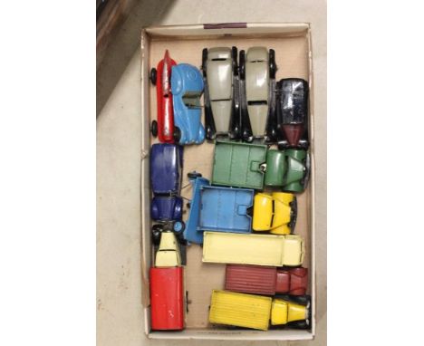 Thirteen vintage Dinky vehicles all gd with some paint loss including Bedfords, D280 Delivery Van, Frazer-Nash, D30C Daimler,