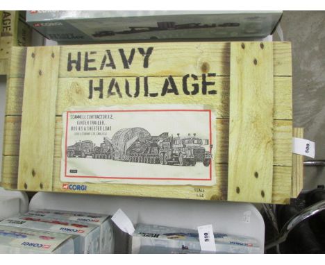Boxed 1:50 ltd edn Corgi Heavy Haulage CC12305 Scammell Contractor x2, Girder Trailer, Bogies & Sheeted Load Eddie Stobart, C