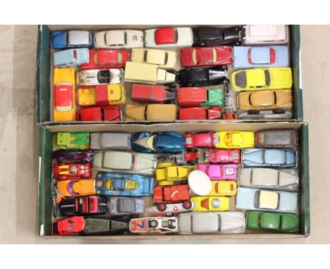 Approximately 50 vintage play worn vehicles mainly Corgi, Spot On and Dinky including Dinky Plymouth Plaza, 470 Austin, Corgi