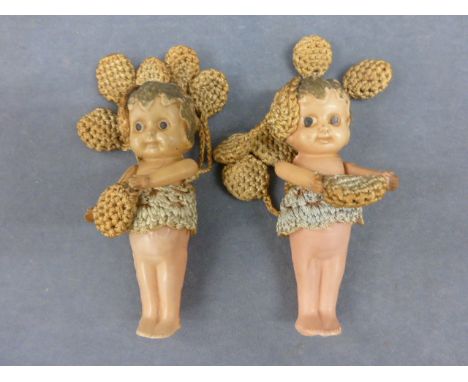Two vintage style plastic dolls both made in Japan 12cm approx