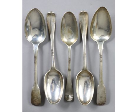 Three 18th century silver bottom-marked Hanoverian pattern table spoons – Edinburgh 1739 by I. K. (assay Master Archibald Ure