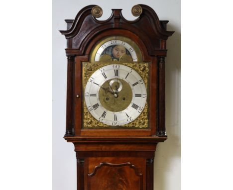 A FINE GEORGE III LONGCASE CLOCK by (Thomas) “HELM, ORMSKIRK”, the 13” brass &amp; silvered dial with moon phase to the arch,