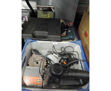 A selection of electric power tools including Jigsaw Drill and Driver