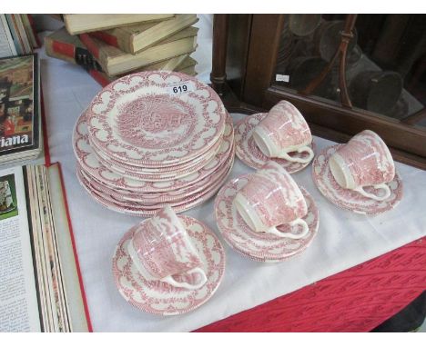 A collection of approximately 22 pieces of English Ironstone pottery including cups, saucers, plates etc