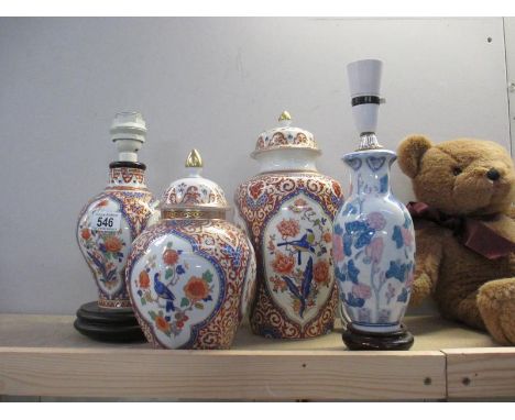 4 Oriental style vases, lidded pots and lamp bases