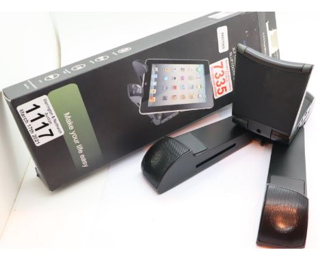 Audio Motion X-7 tablet / phone stand with Bluetooth speaker; boxed; working at time of lotting. P&amp;P Group 1 (£14+VAT for