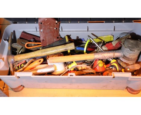 Stanley tool box with contents of mixed tools. Not available for in-house P&amp;P, contact Paul O'Hea at Mailboxes on 01925 6