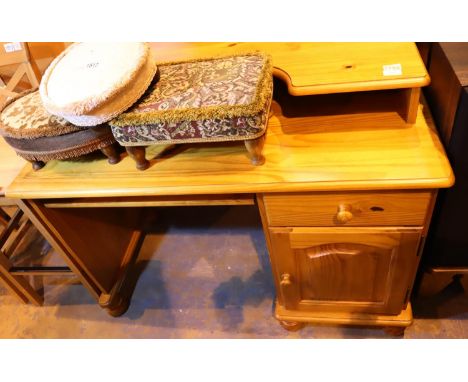 Pine desk with shelf. Not available for in-house P&amp;P, contact Paul O'Hea at Mailboxes on 01925 659133 