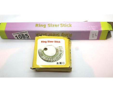 Boxed new old stock ring sizer stick and a set of ring finger sizers. P&amp;P Group 1 (£14+VAT for the first lot and £1+VAT f