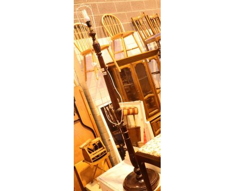 Reeded oak standard lamp, H: 160 cm. Not available for in-house P&amp;P, contact Paul O'Hea at Mailboxes on 01925 659133 