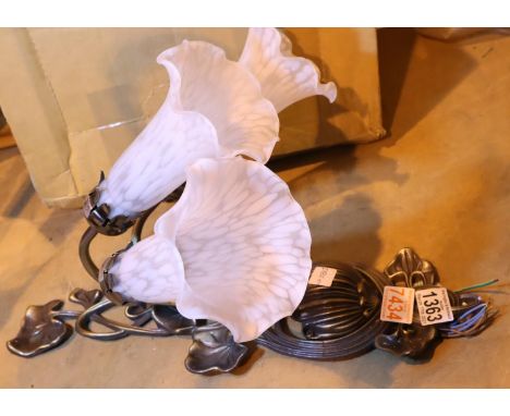 Contemporary three branch Art Nouveau style wall lamp with glass shades. Not available for in-house P&amp;P, contact Paul O'H