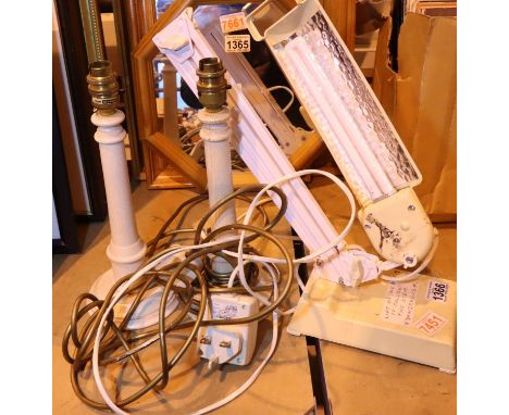 Modern anglepoise type desk lamp and a pair of table lamps. Not available for in-house P&P, contact Paul O'Hea at Mailboxes o