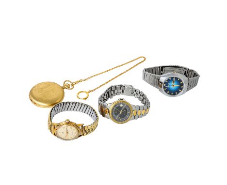 KONVOLUT 3x Armbanduhr und 1x Taschenuhr bestehend aus: 1x Citizen Vintage Herrenuhr Automatic (läuft), 1x ALP Vintage Handau
