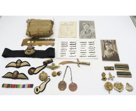 A WW2 RAF Mk III First Aid Outfit for Air Crew, together with a selection of items belonging to 186131 F/O Officer J. Park, c