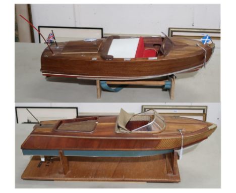 Two R/C pond yachts, the slightly larger "Carlos I La-Franc" measuring approx. 75cm from prow to stern, the "Century" measuri