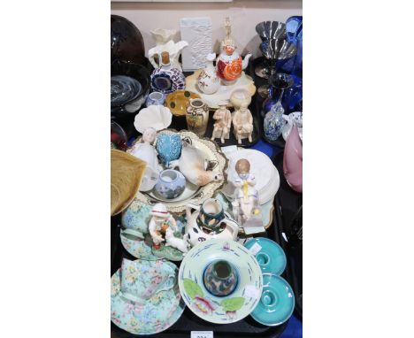 A collection of decorative ceramics including a two Shelley Melody chintz trios, Gouda vase, Burleigh Ware posy holder, Royal