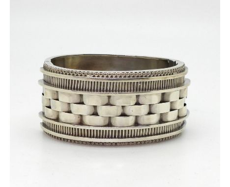 A Victorian silver bangle, hallmarked Birmingham 1882, makers mark HW Henry Williamson Condition Report:Light general wear, c