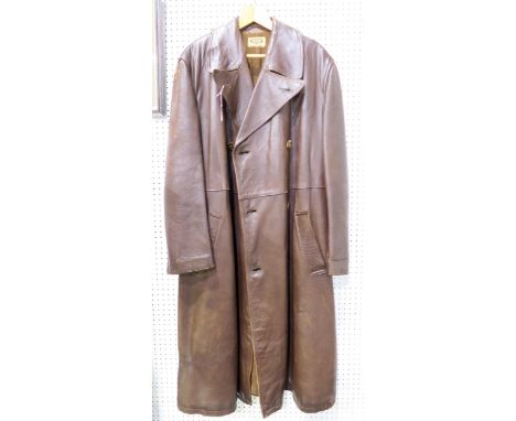 A leather motorist's double-breasted overcoat by Adastra, large size Condition Report:Available upon request