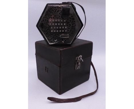 C. WHEATSTONE &amp; CO CONCERTINA circa 1920, pierced nickel plate ends, single valve, 48 button, 5 bellows, English concerti