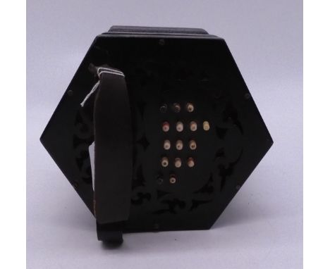 Lachnal 5 bellows 35 button anglo concertina with the ENGLISH MADE TRADE MARK&nbsp; and stylised reed to the handle&nbsp; Con