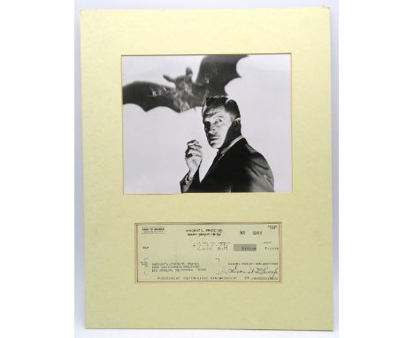 Vincent Price: a signed Bank of America cheque, payable to Emerson's Locksmith Company, Santa Monica Boulevard, Los Angeles, 