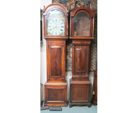 A lot comprising a 19th century Jos. Stromier, Glasgow longcase clock with face painted with hunting scenes around white dial