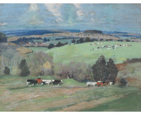 George Henry RA RSA RSW (British, 1858-1943)The South Downs watercolour, gouache and pastel19 x 24cm (7 1/2 x 9 7/16in).Footn
