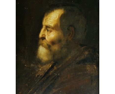Continental School, 18th Century - portrait of a bearded elderly gentleman in the manner of Van Dyck, oil on panel, 37cm x 29