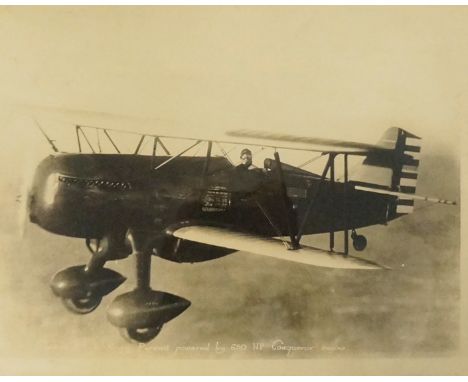 A black and white photograph of Curtis PGE Army Pursuit aeroplane powered by 650hp conqueror engine, 28cm x 35cm, framed